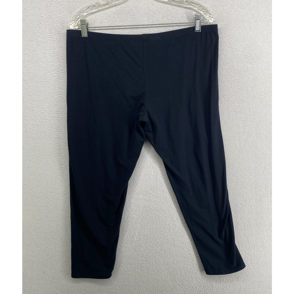 EILEEN FISHER Leggings L Organic Cotton Stretch Jersey Cropped Pull On Black USA - Picture 3 of 11